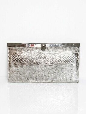 ALDO Metallic Gold Snakeskin Frame Wallet Clutch Bag Textured Faux Leather